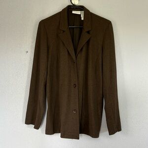 Women’s Liz Claiborne Dark Brown Blazer Jacket Size Petite L, Pre-owned
